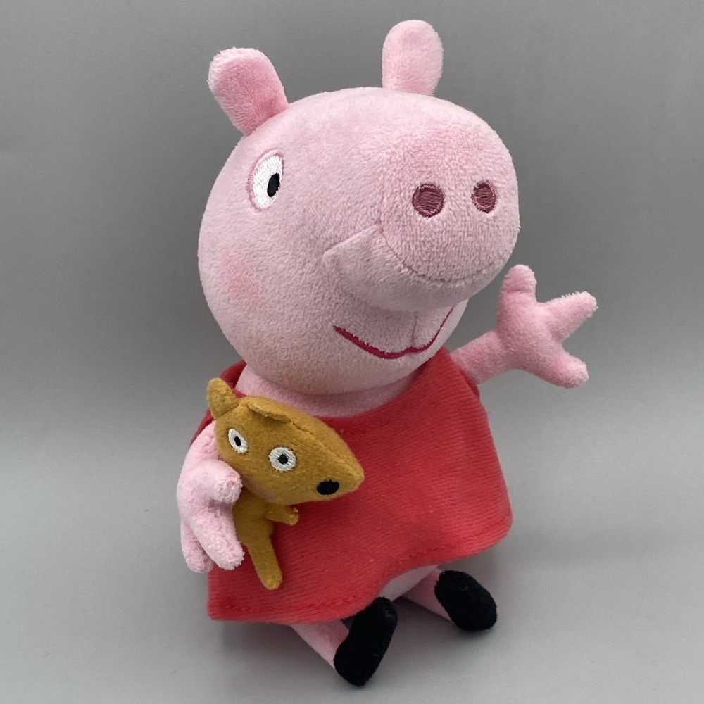 TY 2015 Peppa Pig 8" Plush Red Pink Dress With Toy Stuffed Animal Collectable